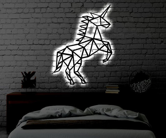 Geometric Unicorn LED Metal Art Sign / Light up Unicorn Metal Sign