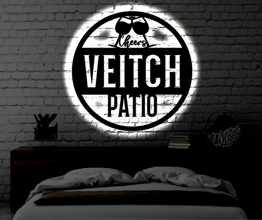 Personalized LED Patio Metal Art Sign / Light up Patio Outdoor Metal Sign