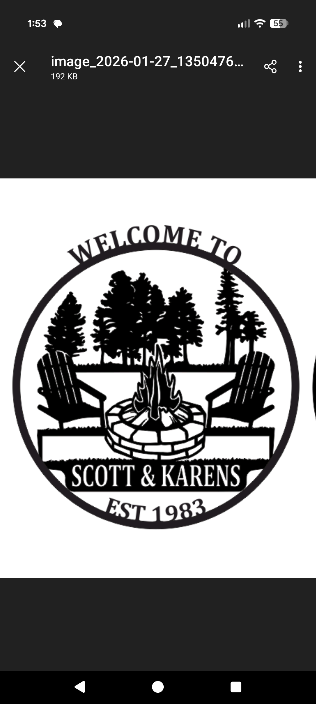 Custom 27 x 26" Metal sign for Sarah