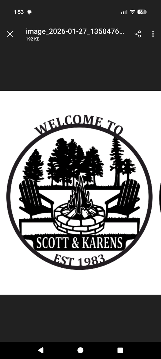 Custom 27 x 26" Metal sign for Sarah