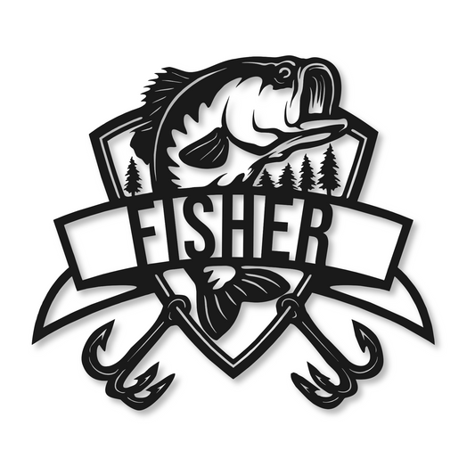 Personalized Fishing Name Metal Sign | Fisher Metal Sign