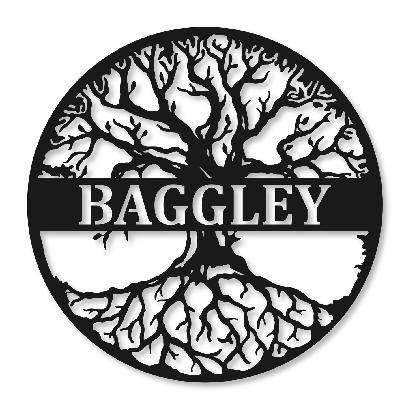 Tree of Life Family Name Monogram | Metal Name Sign