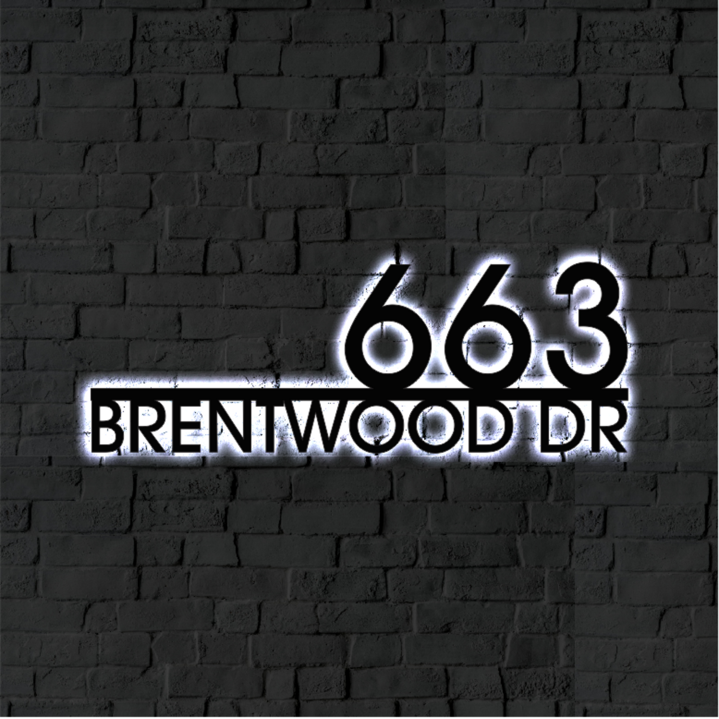 Solar Backlit Metal Address Sign / Modern LED metal house numbers / House Number Plaque with Lighting