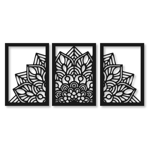 Three Piece Mandela Metal Wall Art / Metal Nature Home Decor