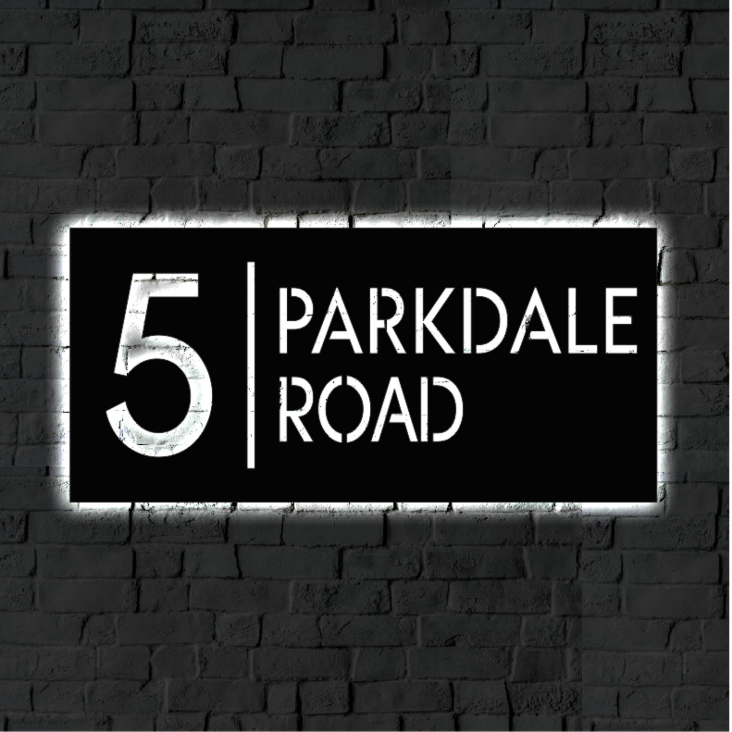 Solar Backlit Metal Address Sign / Modern LED metal house numbers / House Number Plaque with Lighting