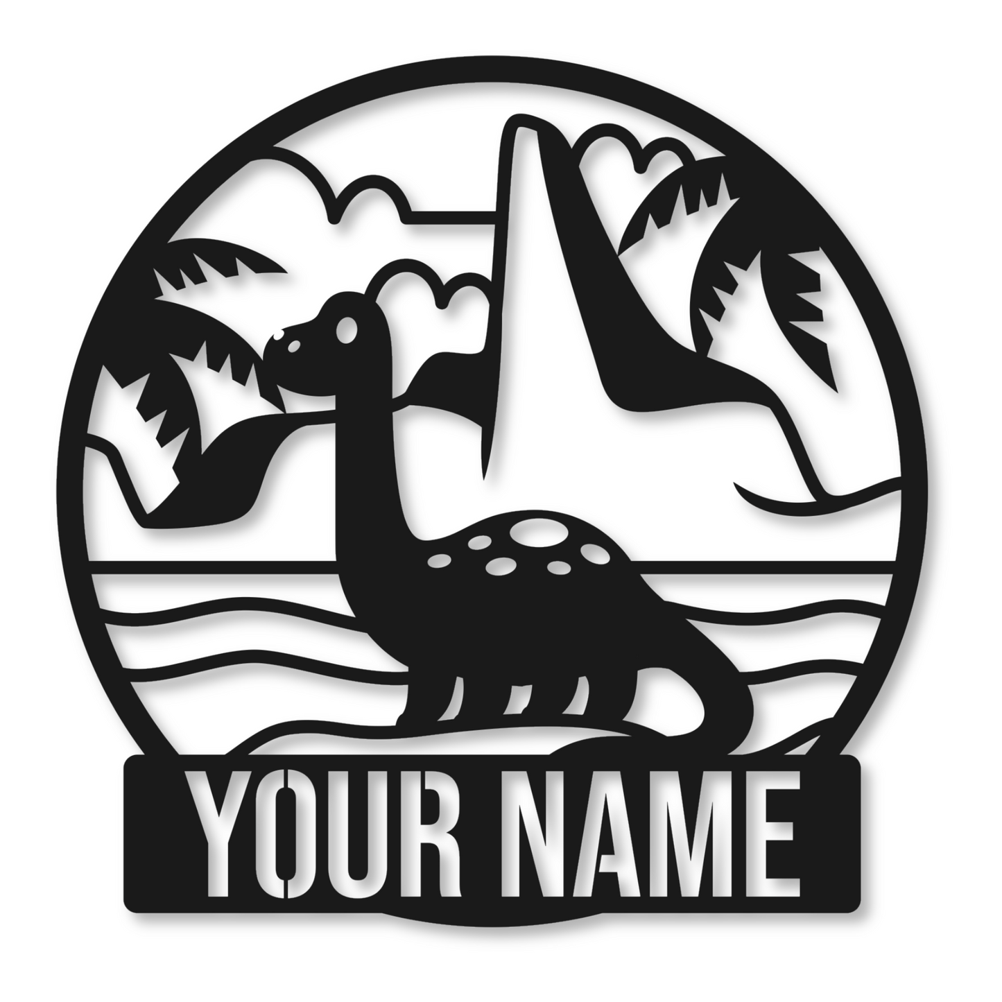 Dinosaur Name Metal Sign | Kids Metal Sign | Nursery Room Dinosaur Metal Sign