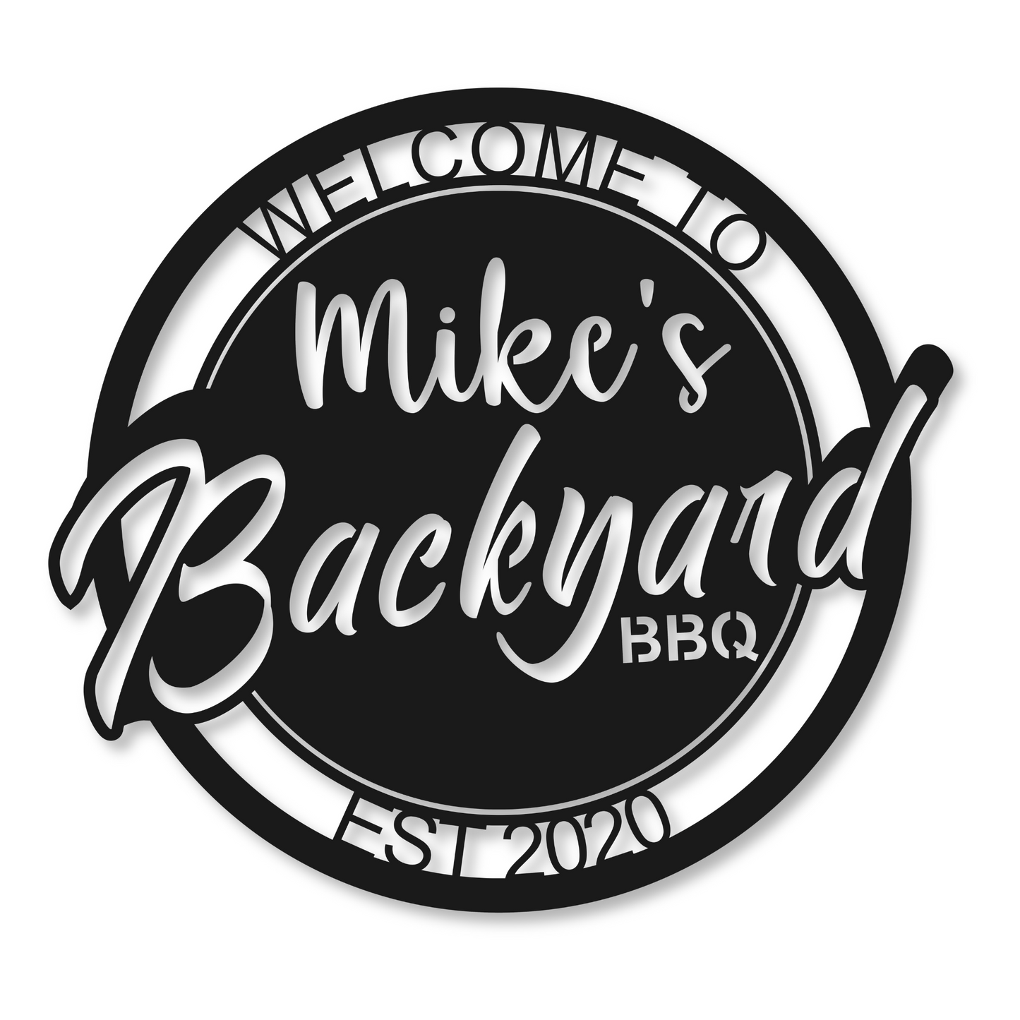 Personalized Metal Backyard BBQ Name Sign | Metal Patio Decor