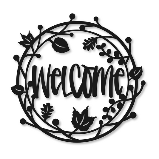 Welcome Floral Metal Sign | Home Decor