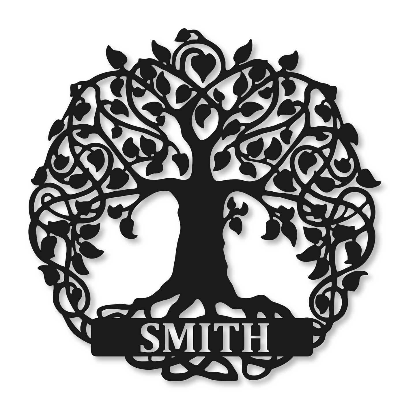 Tree of Life Family Name Monogram | Metal Name Sign