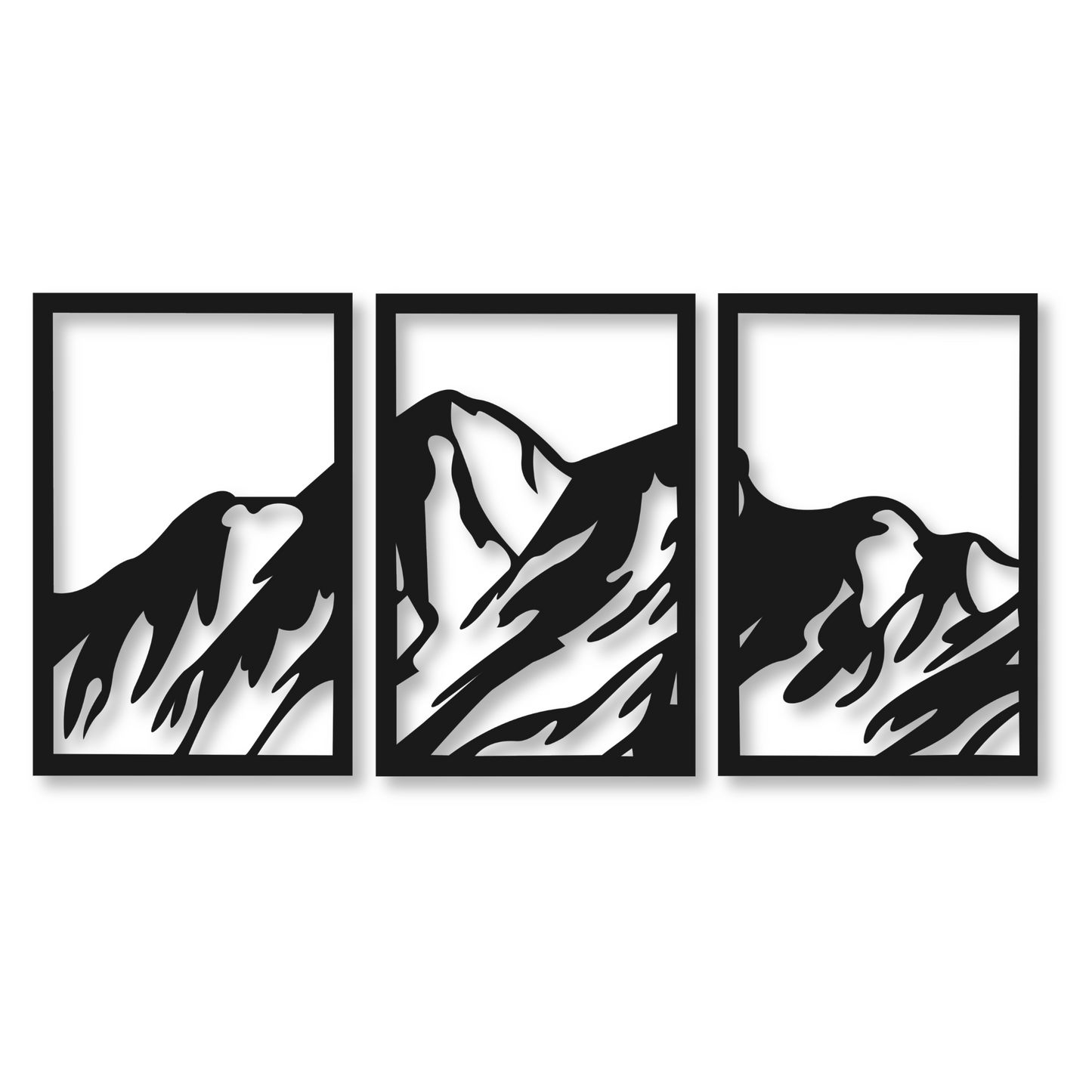 Three Piece Mountain Metal Wall Art / Metal Nature Home Decor