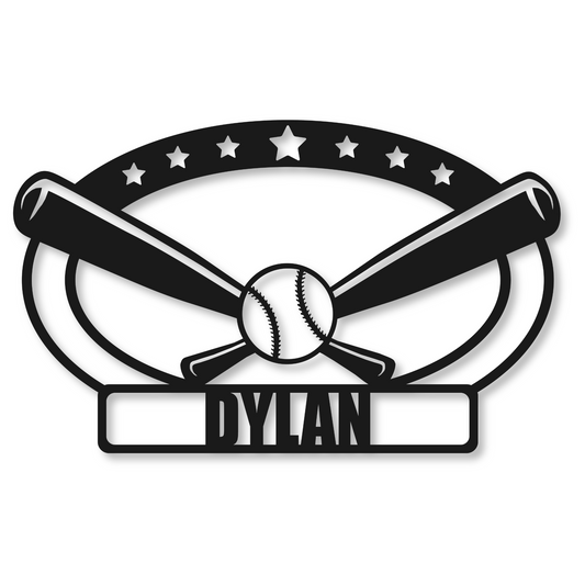 Personalized Baseball Name Metal Sign | Kids Room Metal Sign