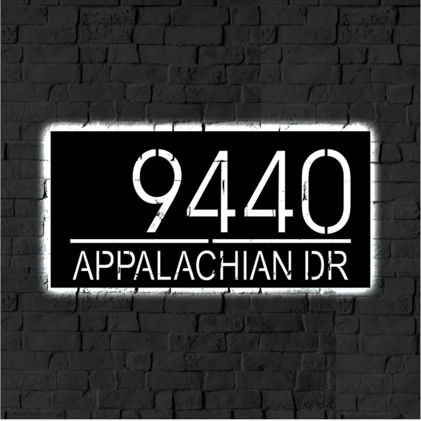 Solar Backlit Metal Address Sign / Modern LED metal house numbers / House Number Plaque with Lighting