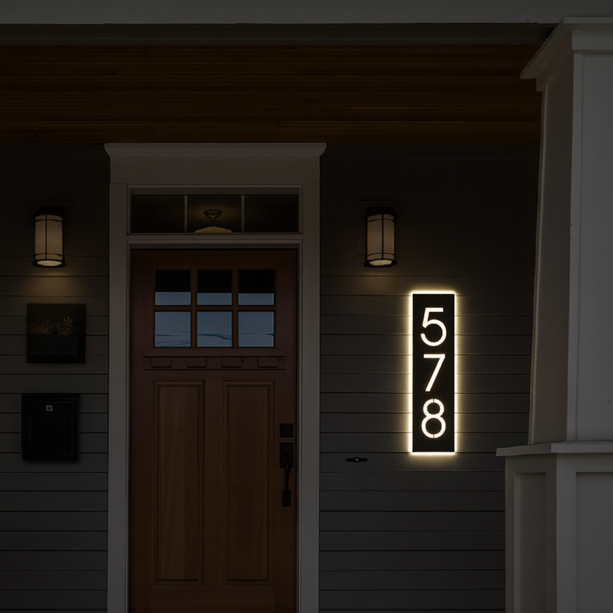 Solar Backlit Sign Solar Backlit Metal Address Sign / LED metal house numbers / House Num ...