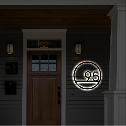 Solar Backlit Metal Address Sign / LED metal house numbers / House Number Plaque with Lighting