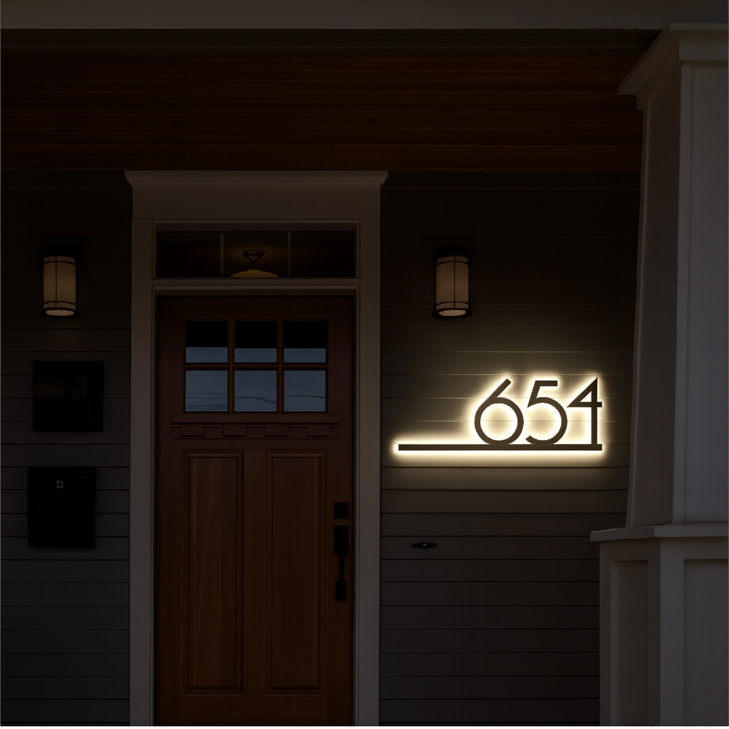 Solar Backlit Metal Address Sign / Modern LED metal house numbers / House Number Plaque with Lighting