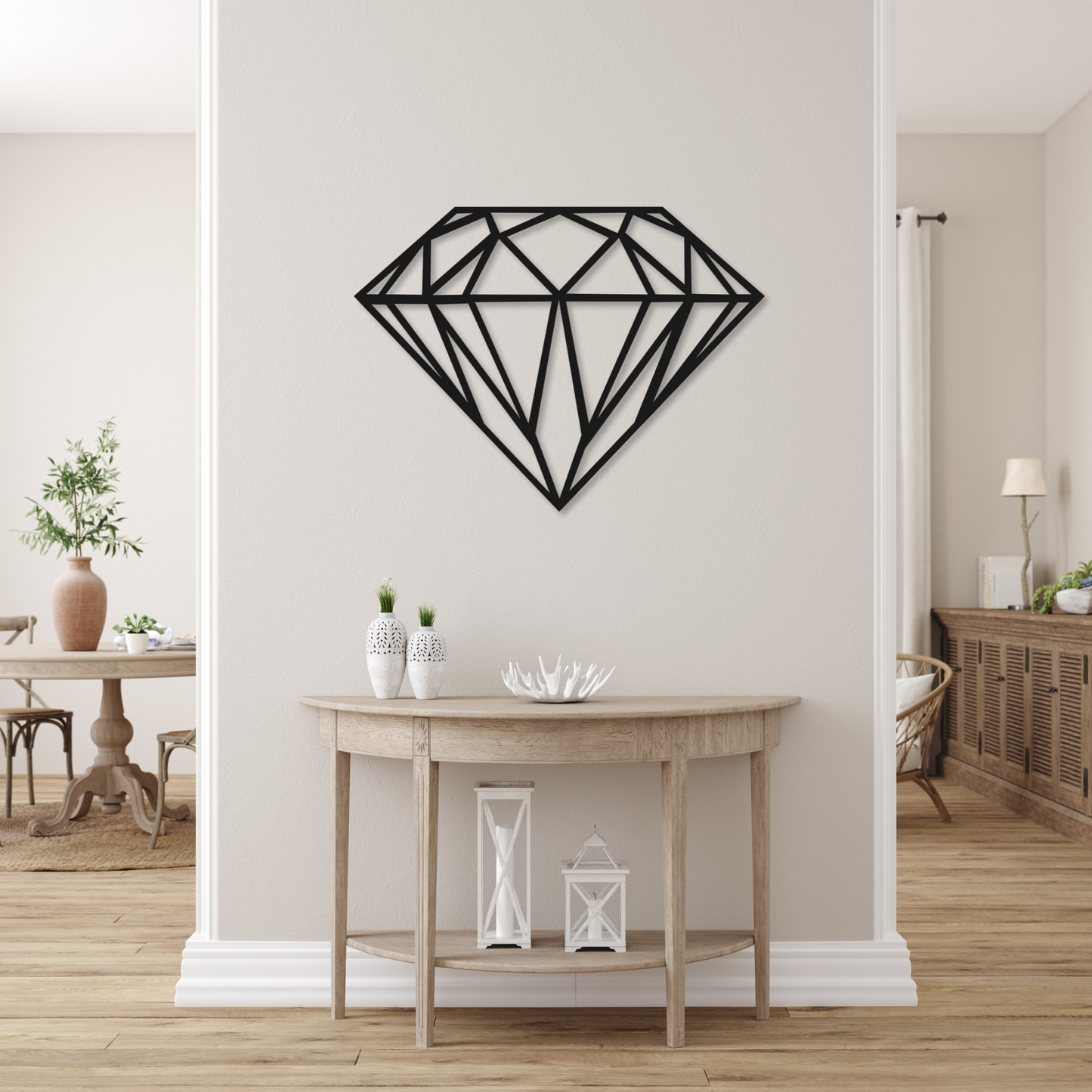 Geometric Diamond Metal Wall Art | Metal Diamond Sign