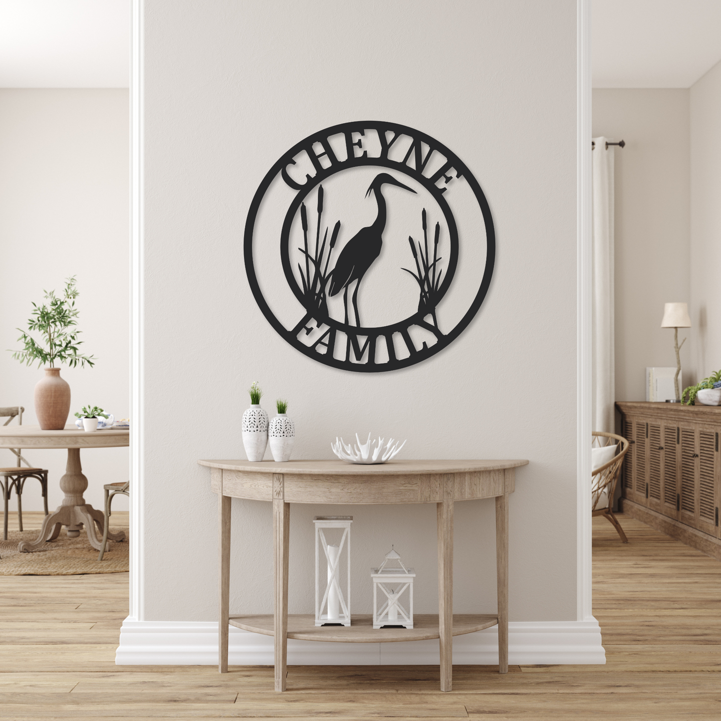 Personalized Family Name Metal Sign | Metal Heron Sign