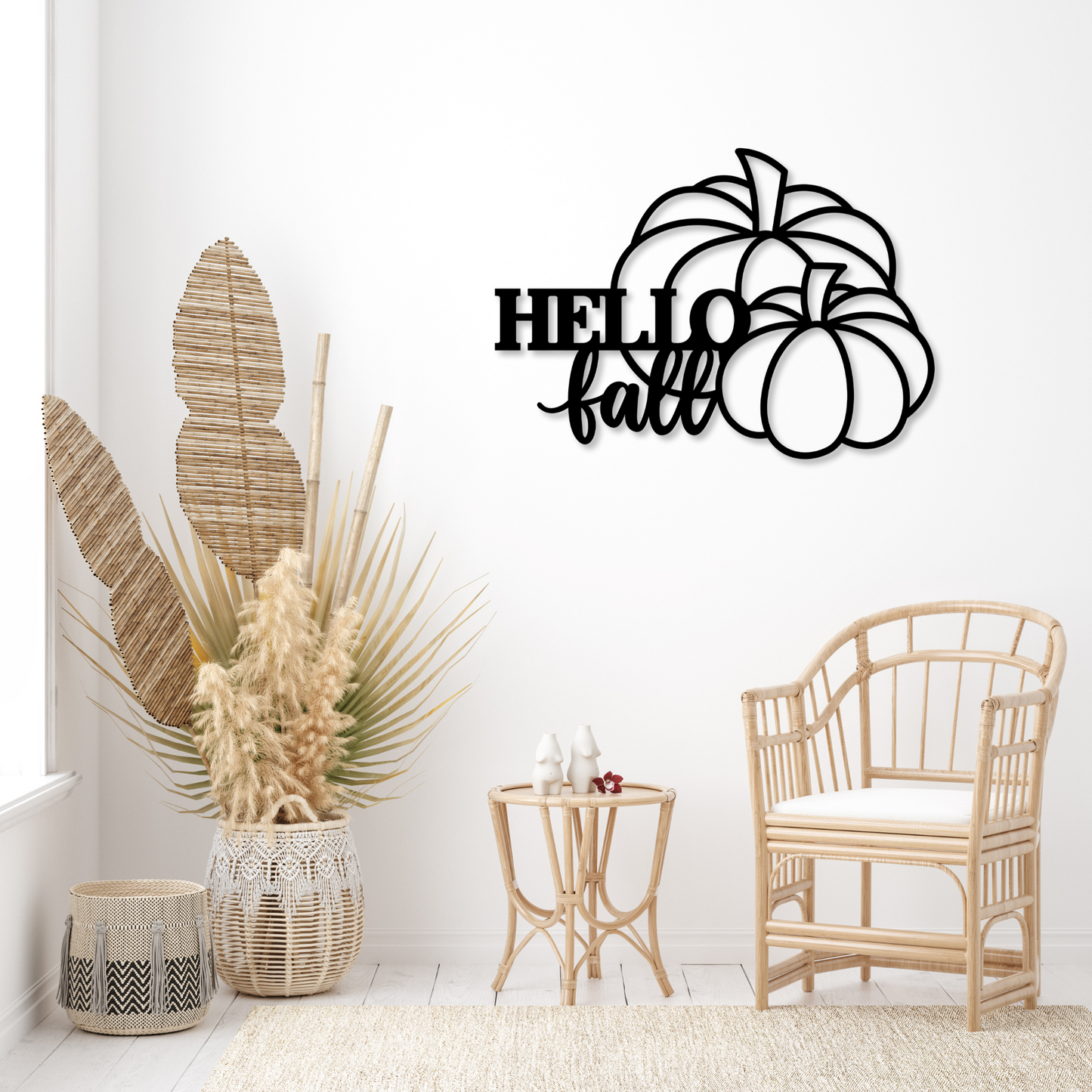 Hello Fall Metal Wall Art Decor Sign