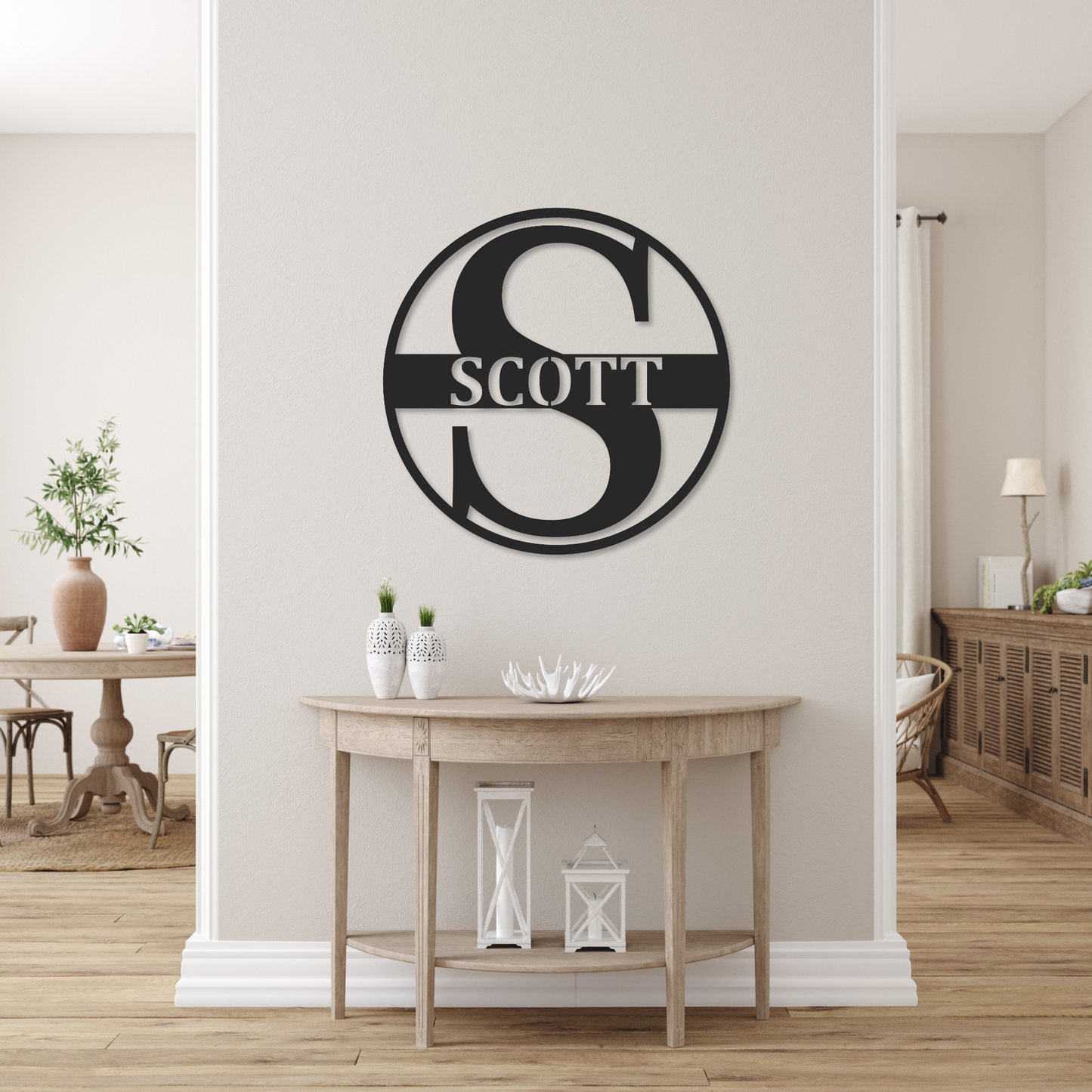 Circular Family Name Monogram Sign | Metal Letter Monogram Sign