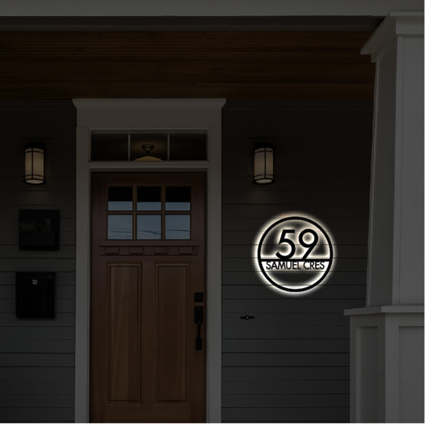 Solar Backlit Metal Address Sign / LED metal house numbers / House Number Plaque with Lighting