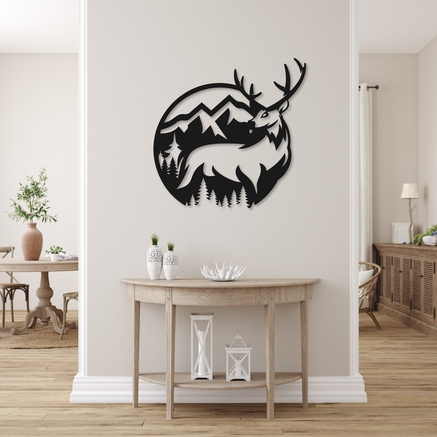 Mountain Metal Wall Art Decor | Mountain & Deer Decor Sign