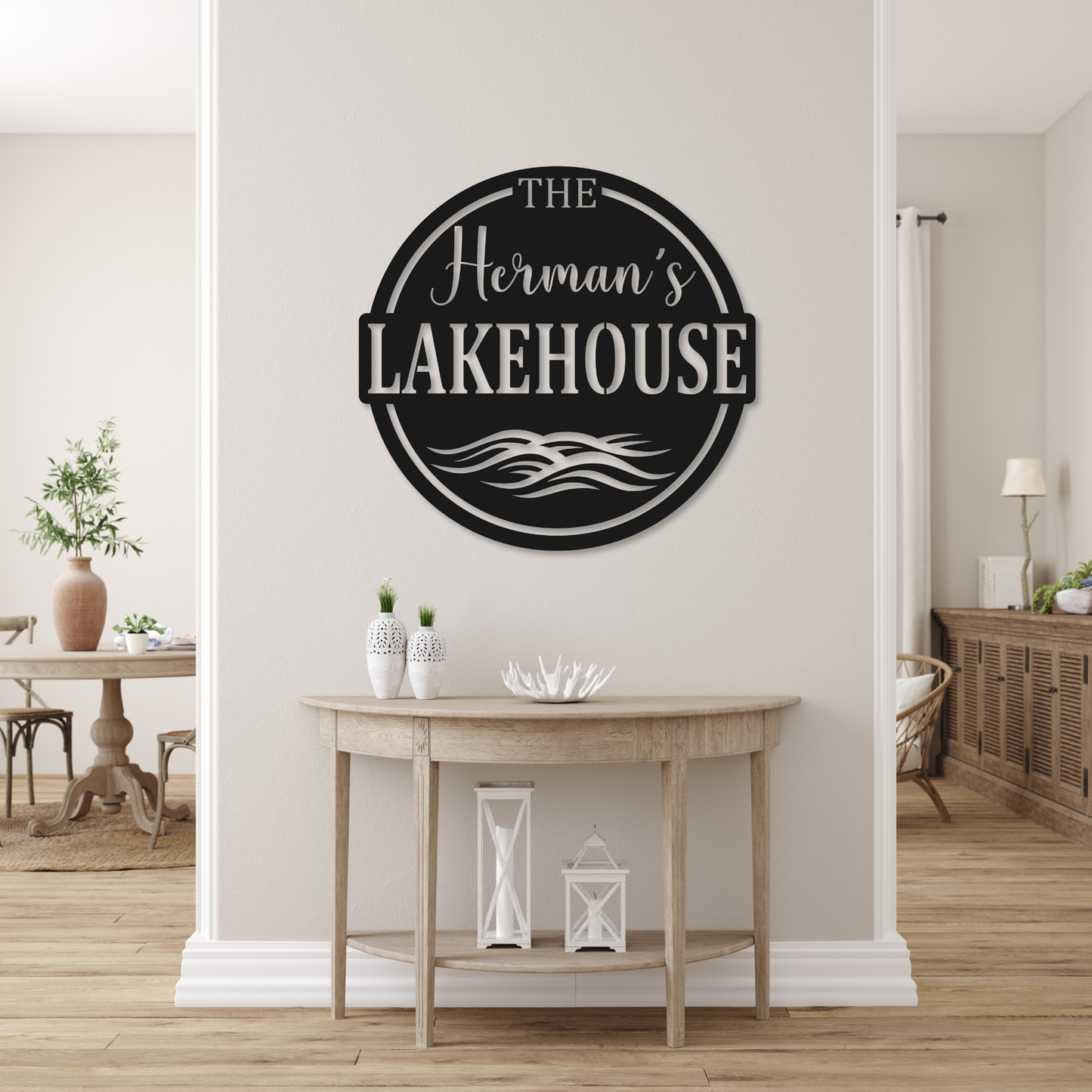 Personalized Family Name Metal Sign | Metal Cottage Lakehouse Chair Sign