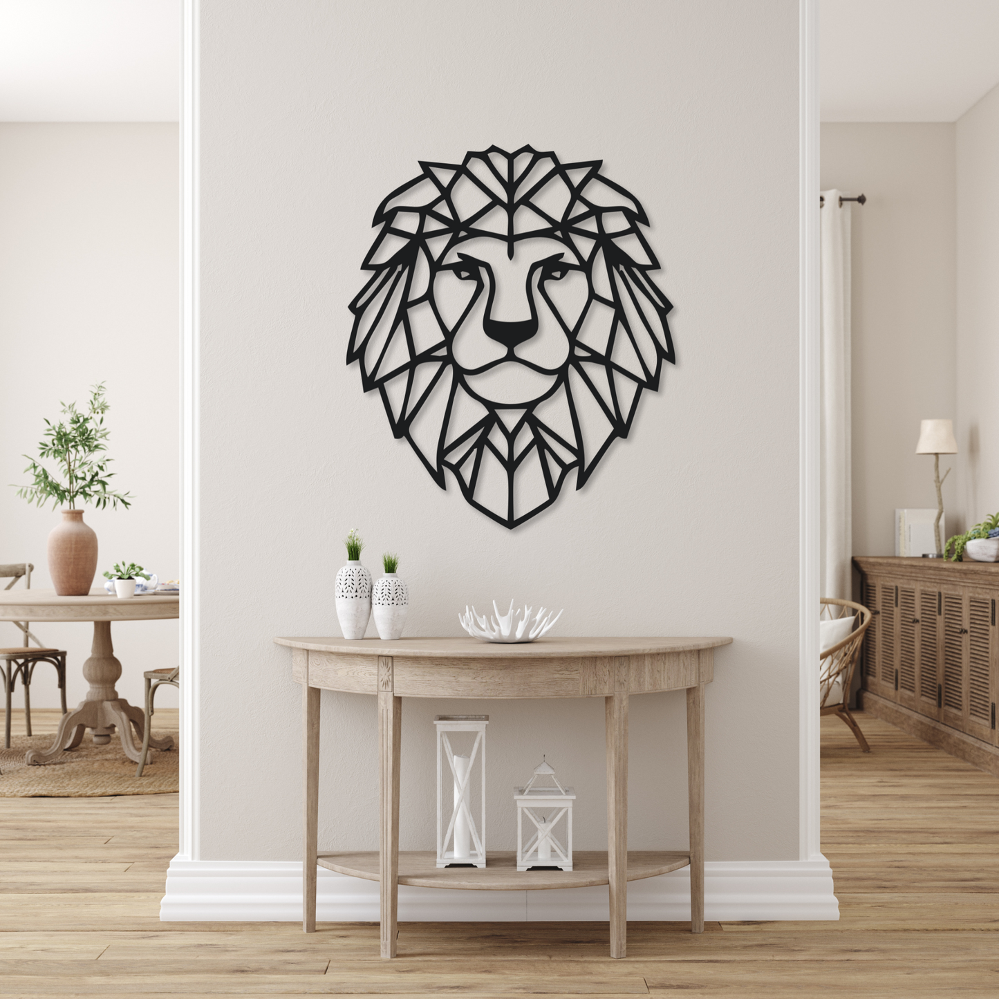 Geometric Lion Metal Wall Art | Metal Lion Sign