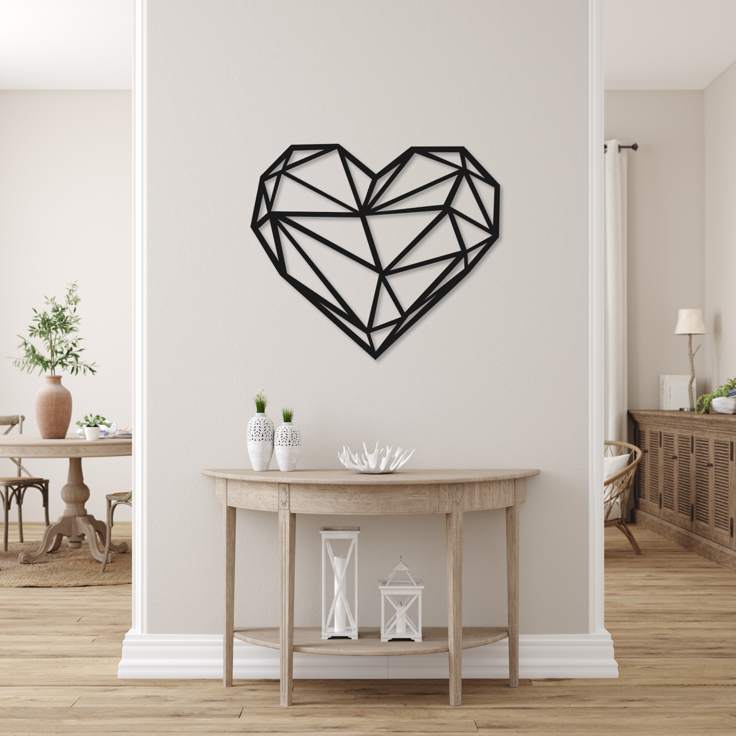 Geometric Heart Metal Wall Art | Metal Heart Sign