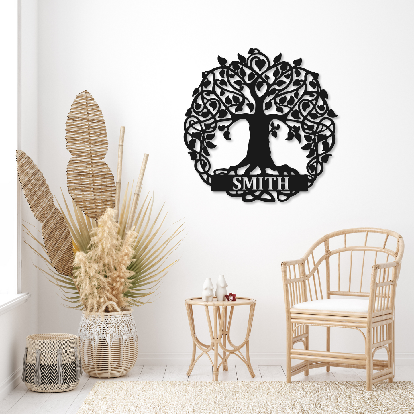 Tree of Life Family Name Monogram | Metal Name Sign