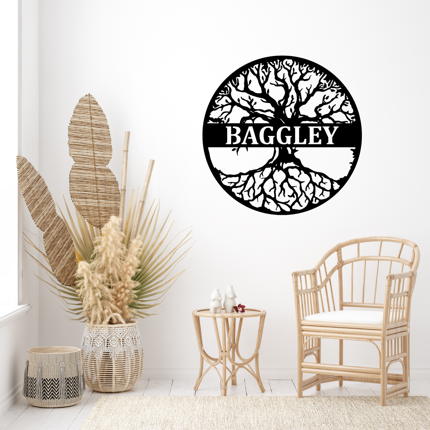 Tree of Life Family Name Monogram | Metal Name Sign