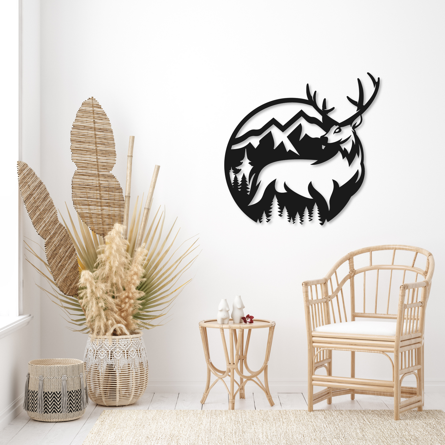 Mountain Metal Wall Art Decor | Mountain & Deer Decor Sign