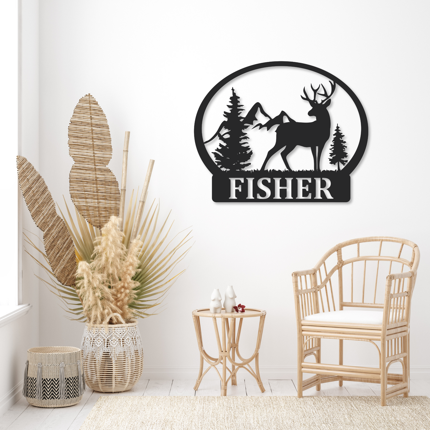 Family Name Metal Monogram | Deer Metal Monogram Sign