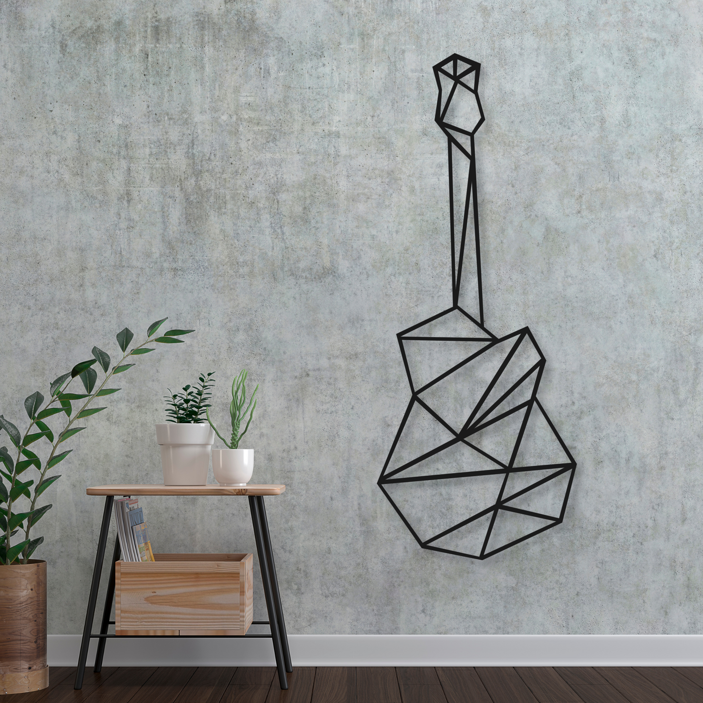 Geometric Guitar Metal Wall Art | Home Guitar Decor