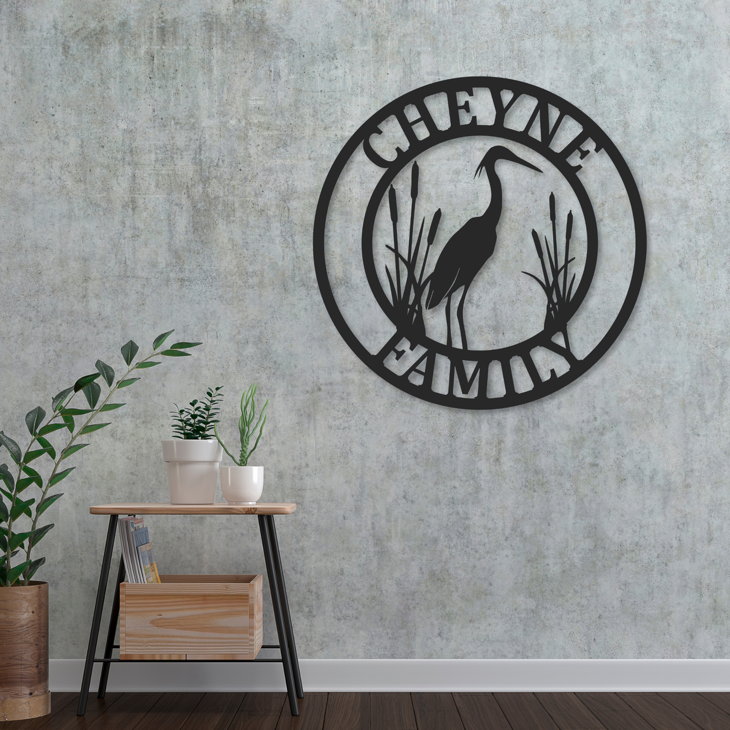 Personalized Family Name Metal Sign | Metal Heron Sign