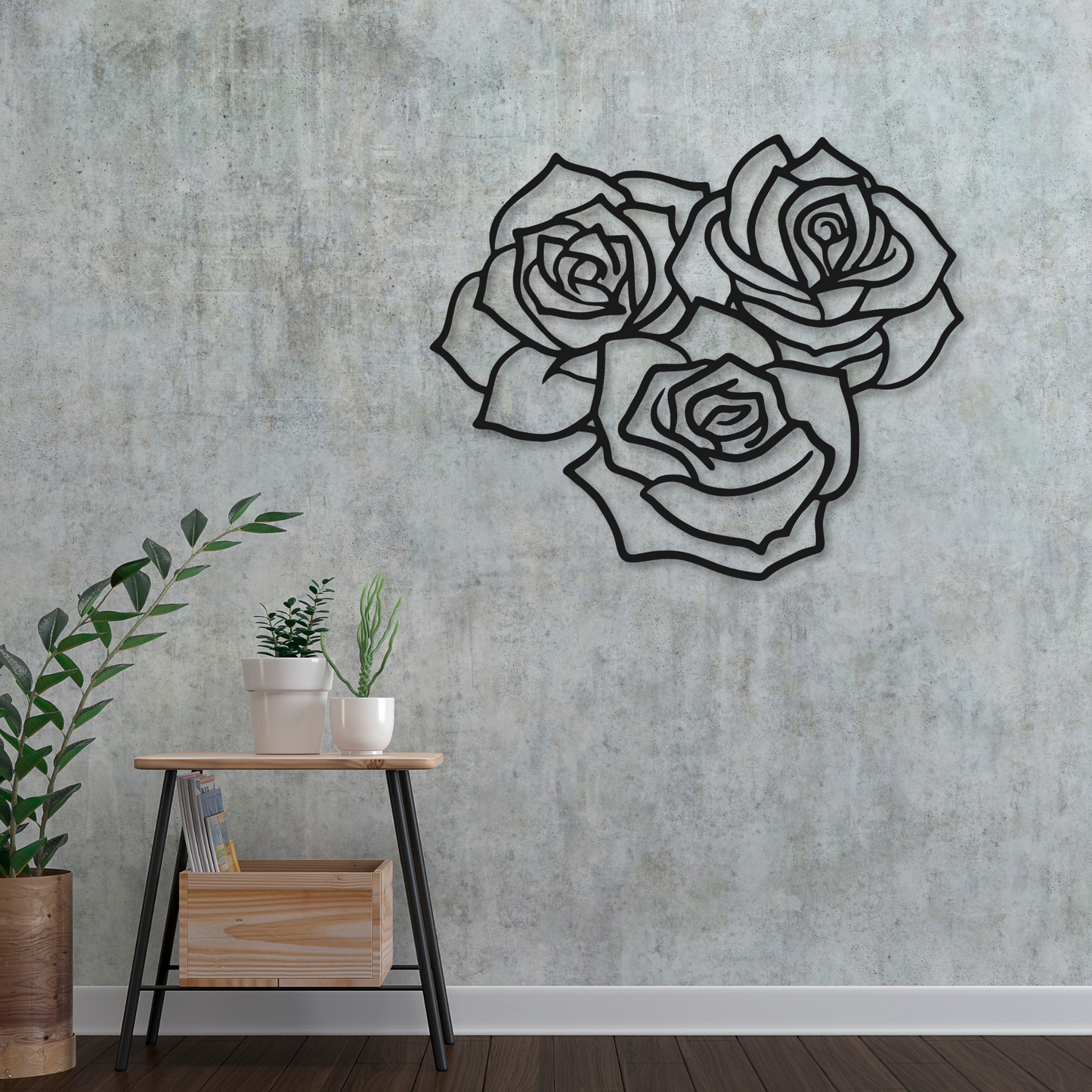 Three Roses Heart Metal Sign | Roses Home Decor