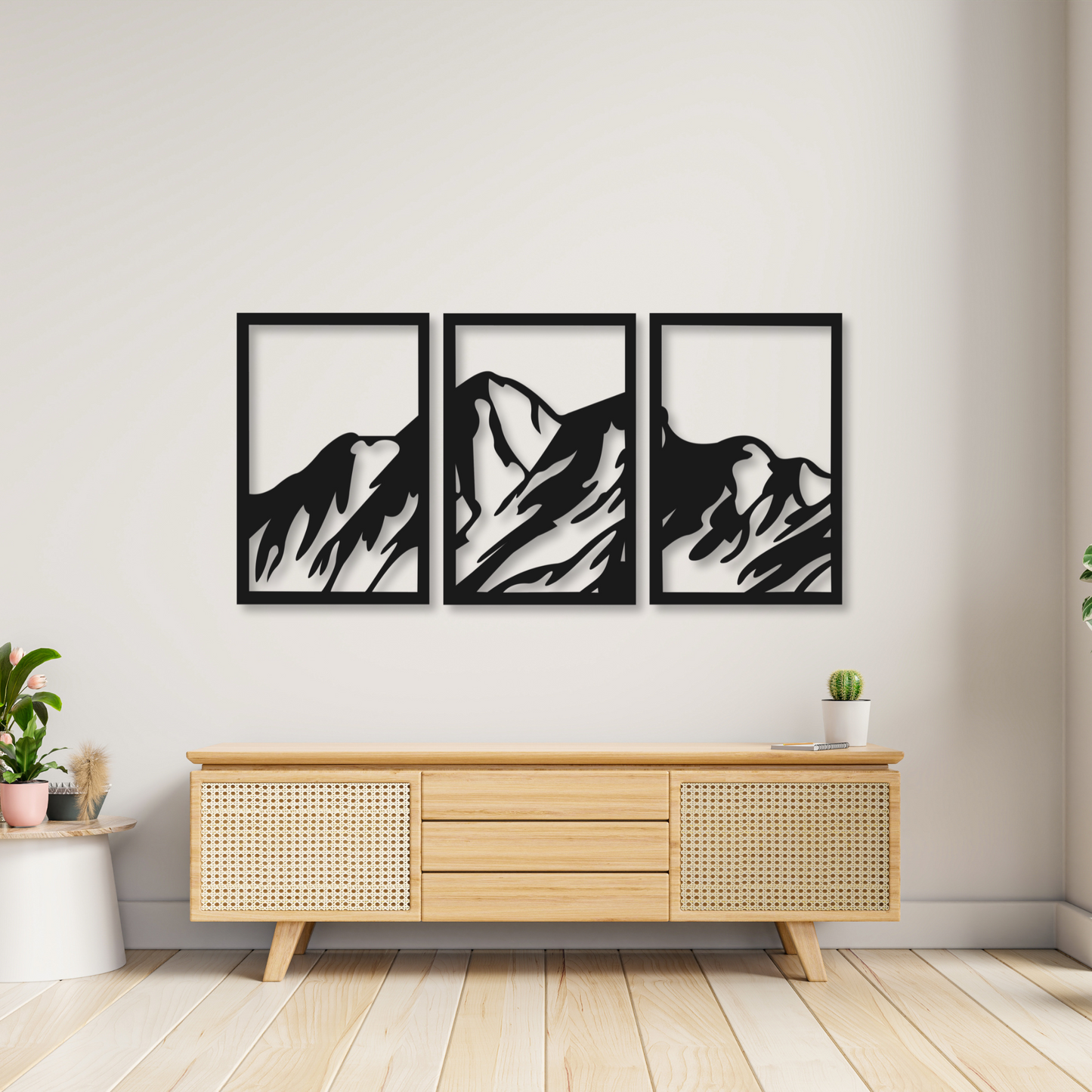 Three Piece Mountain Metal Wall Art / Metal Nature Home Decor