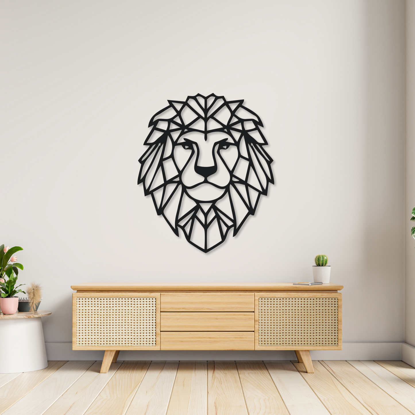 Geometric Lion Metal Wall Art | Metal Lion Sign