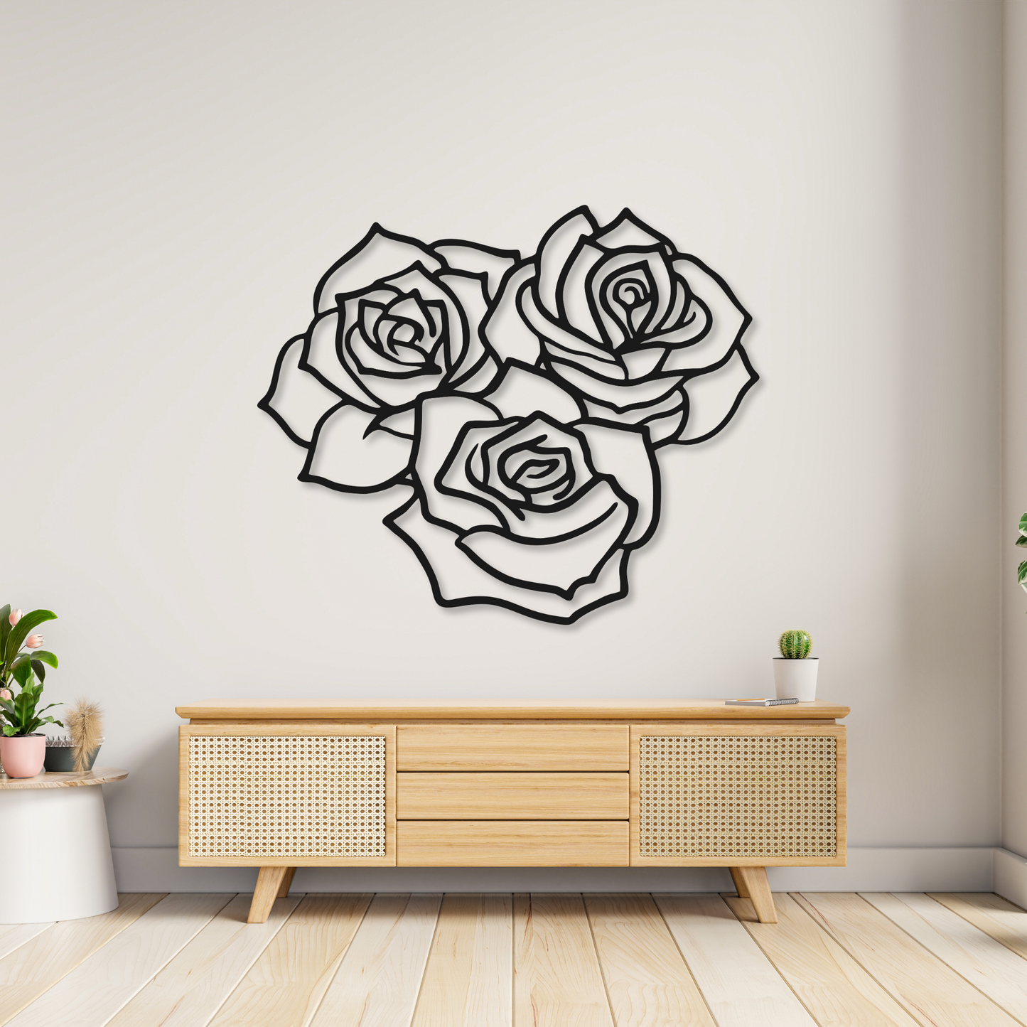 Three Roses Heart Metal Sign | Roses Home Decor