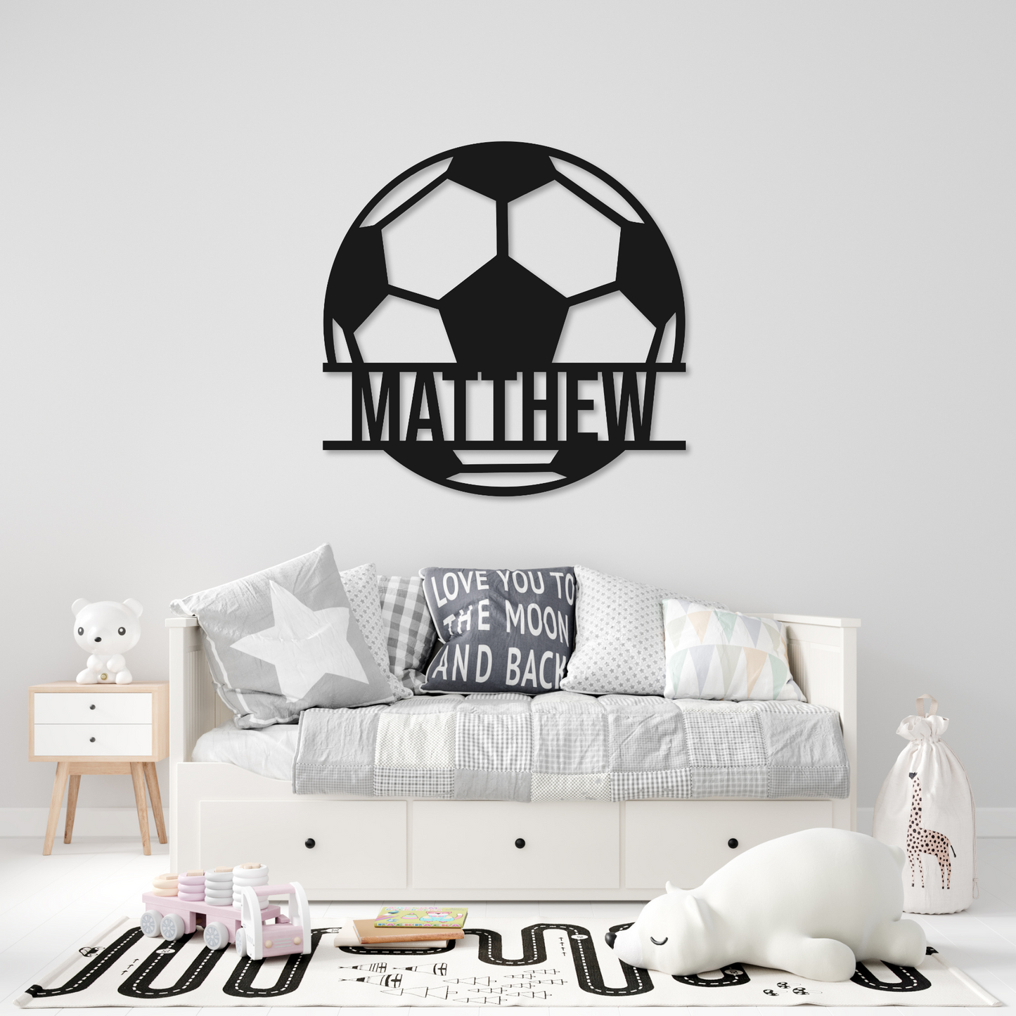 Soccer Name Metal Sign | Kids Metal Sign | Kids Room Soccer Metal Sign