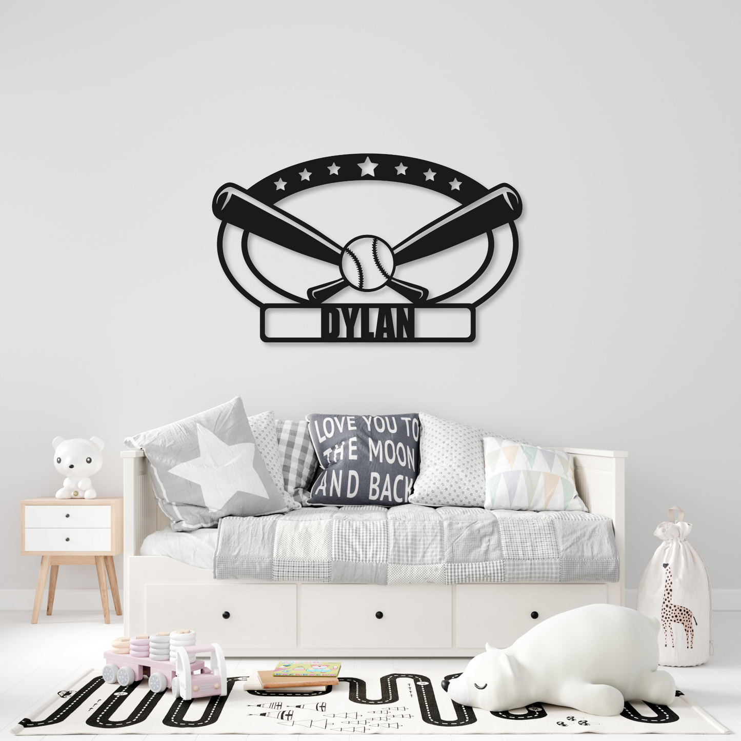 Personalized Baseball Name Metal Sign | Kids Room Metal Sign