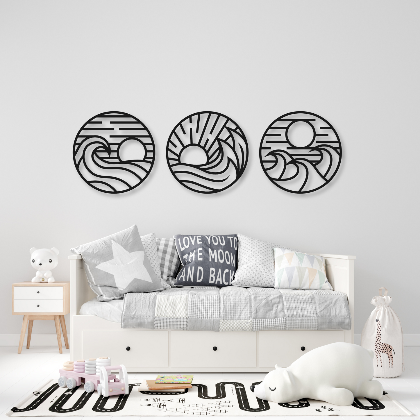 Three Piece Waves Metal Wall Art / Metal Nature Home Decor