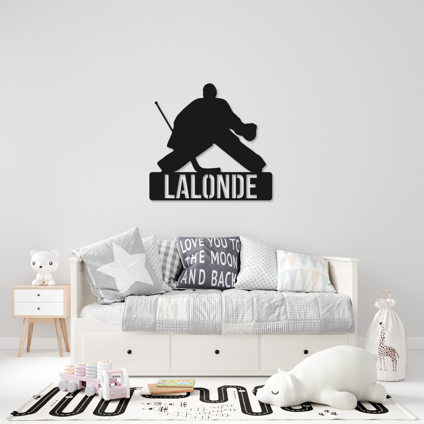 Hockey Goalie Name Metal Sign | Kids Metal Sign | Kids Room Hockey Metal Sign