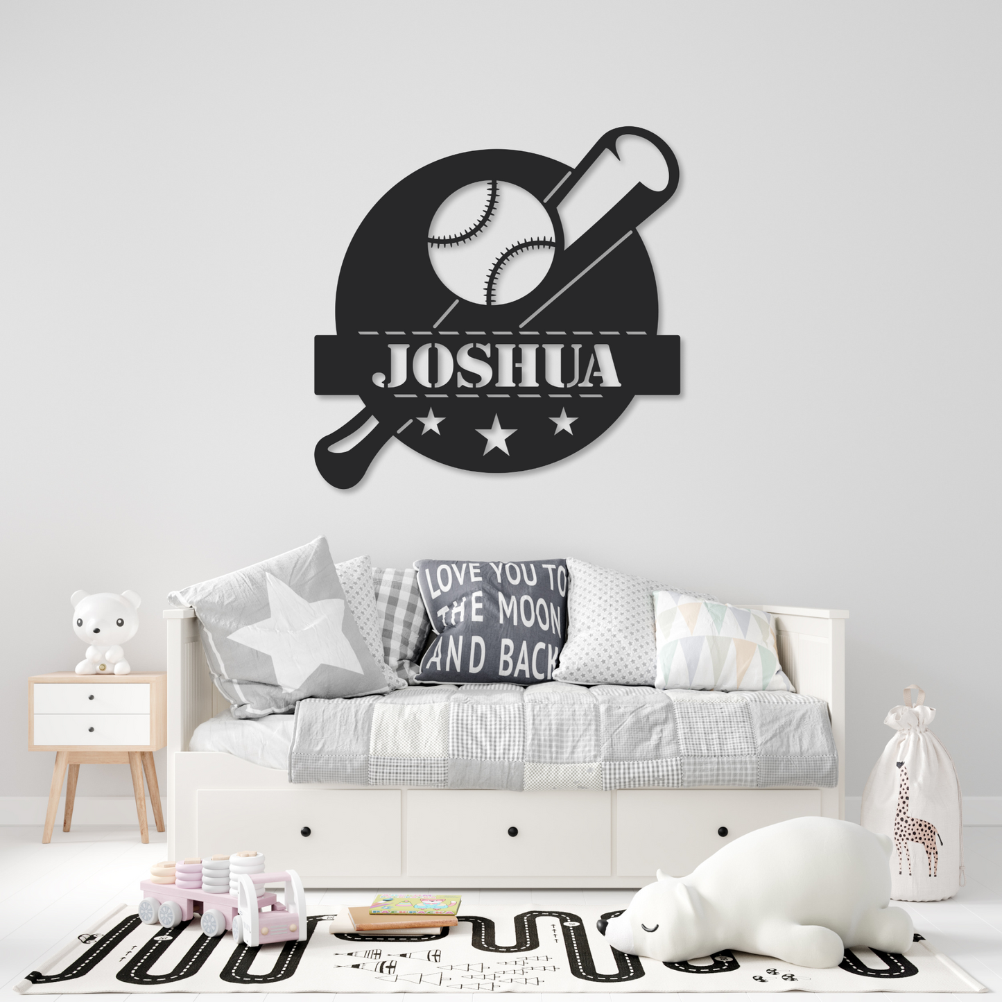 Baseball Name Metal Sign | Kids Metal Sign | Kids Room Baseball Metal Sign