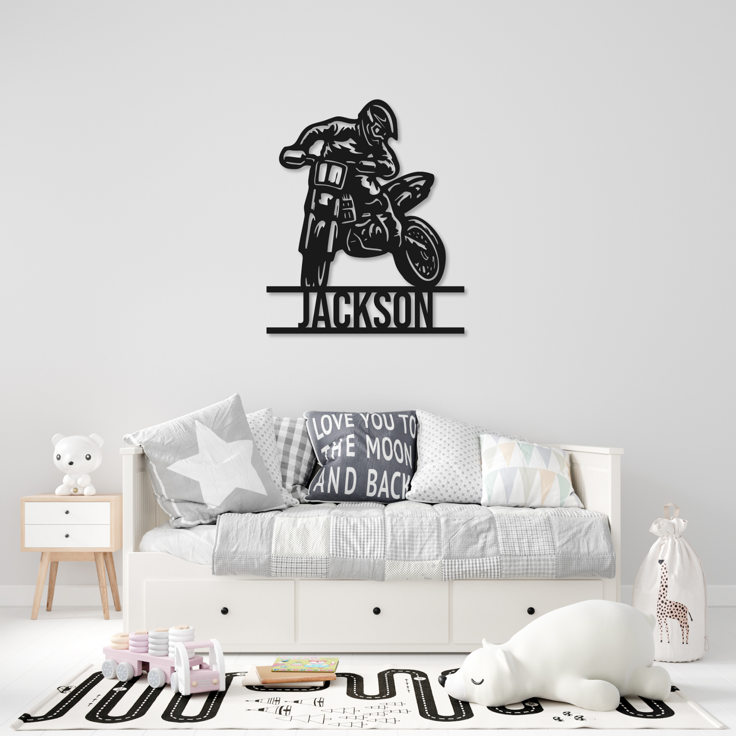 Dirt Bike Name Metal Sign | Kids Metal Sign | Dirtbiker Metal Sign