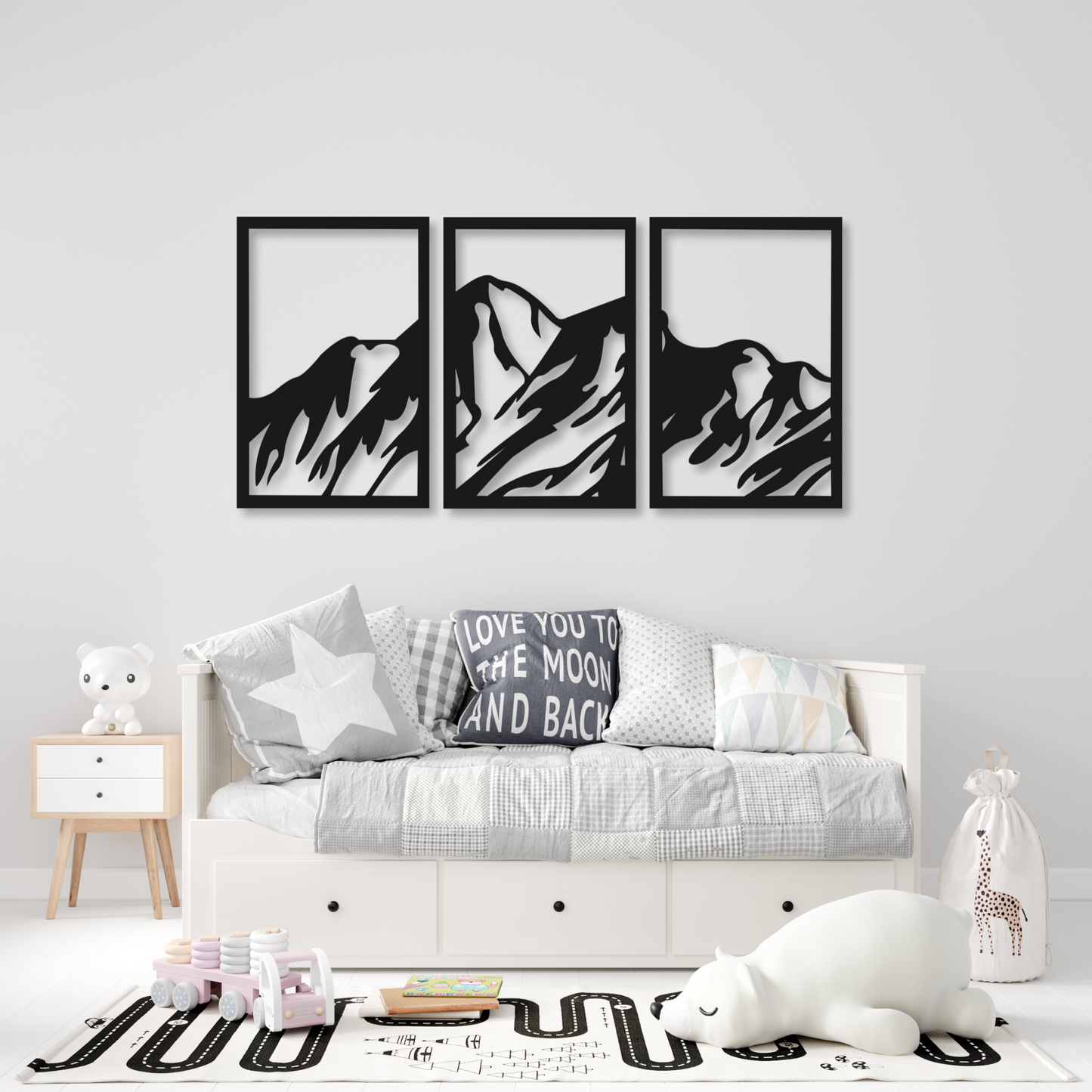 Three Piece Mountain Metal Wall Art / Metal Nature Home Decor