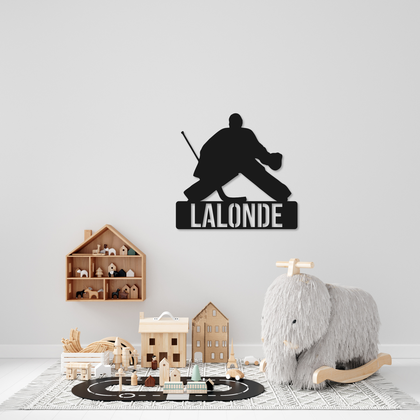 Hockey Goalie Name Metal Sign | Kids Metal Sign | Kids Room Hockey Metal Sign