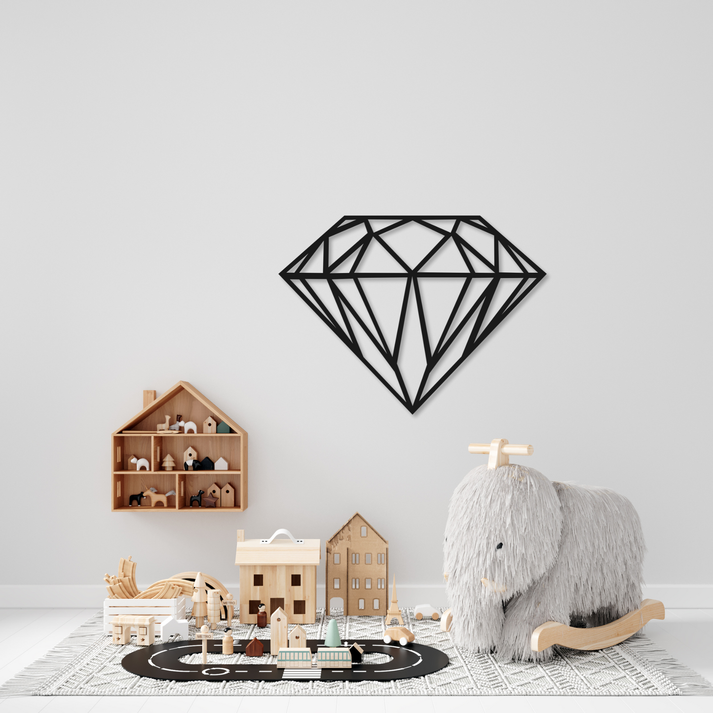 Geometric Diamond Metal Wall Art | Metal Diamond Sign