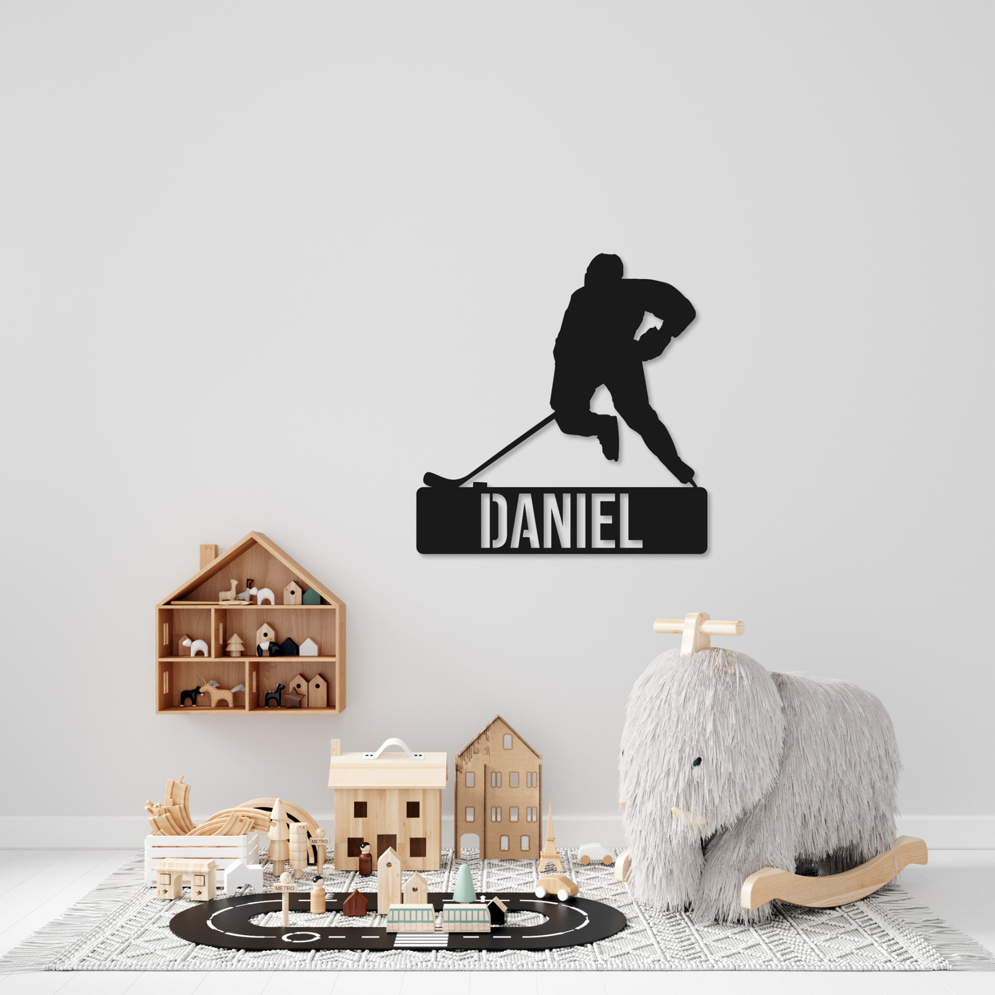 Hockey Player Name Metal Sign | Kids Metal Sign | Kids Room Hockey Metal Sign