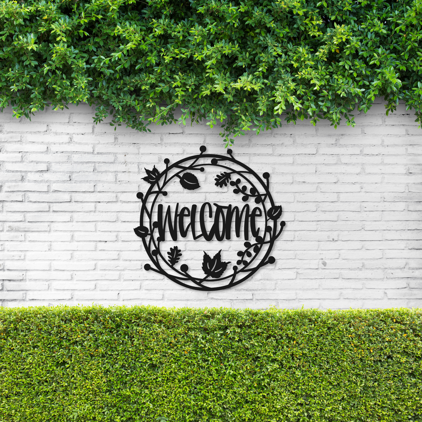 Welcome Floral Metal Sign | Home Decor