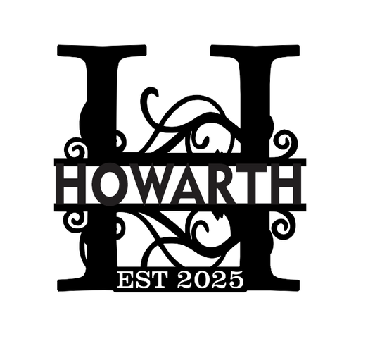 Custom 22” metal monogram - matte black